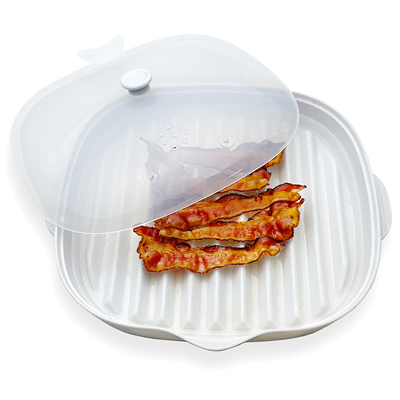 Dulang bacon gelombang mikro putih